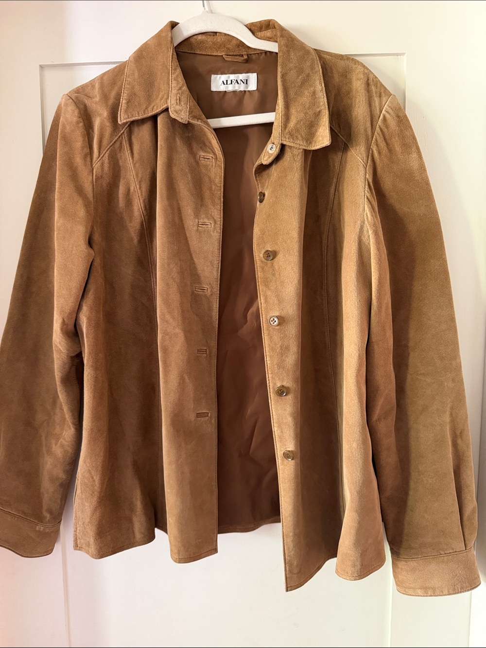 Alfani Women's Suede Button-Front Jacket - Camel Brown